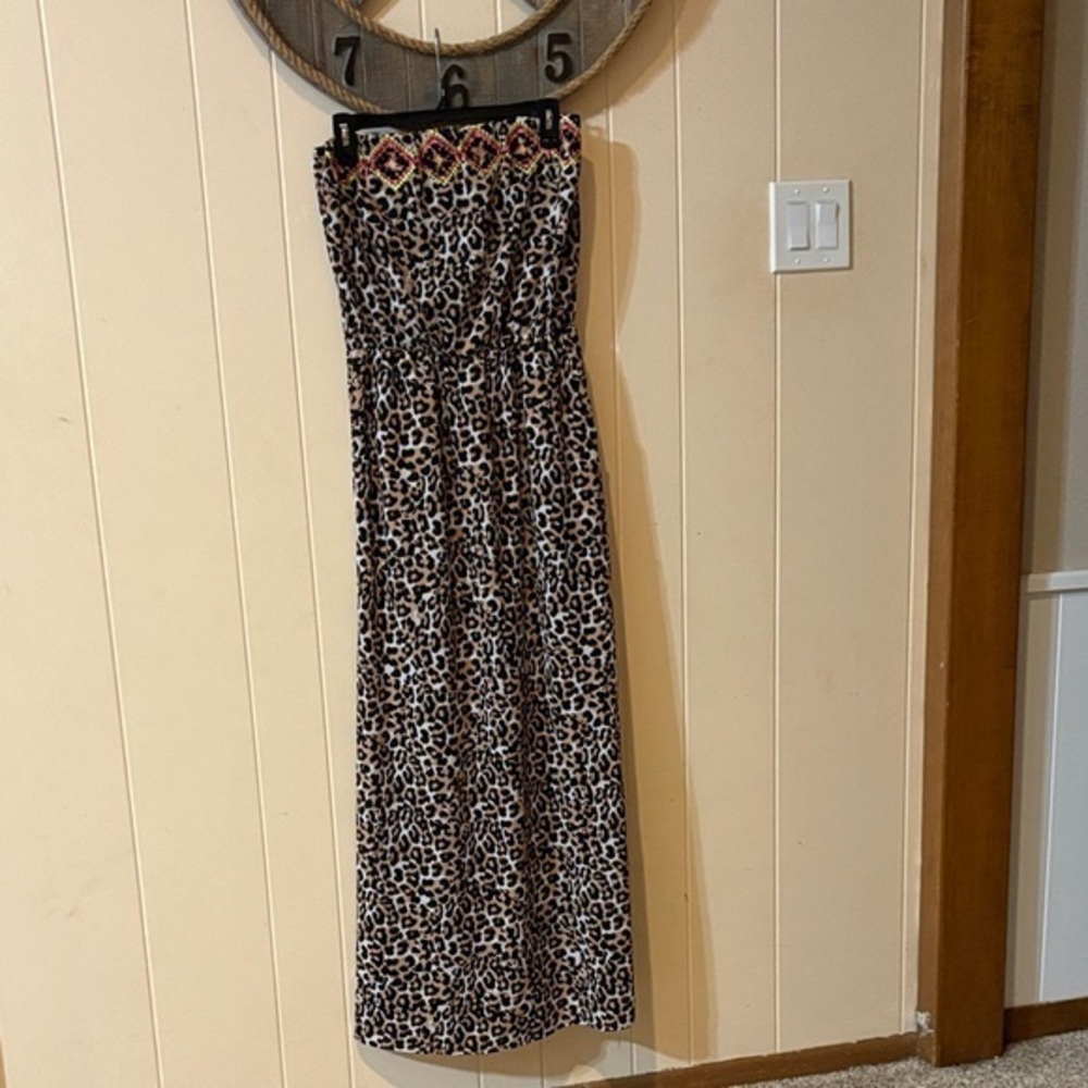 Xhilaration Leopard Print Maxi Dress with Colorful Accents